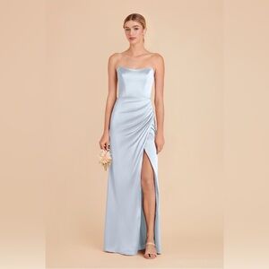 NWT Anne Birdy Grey Strapless Mist Blue Dress